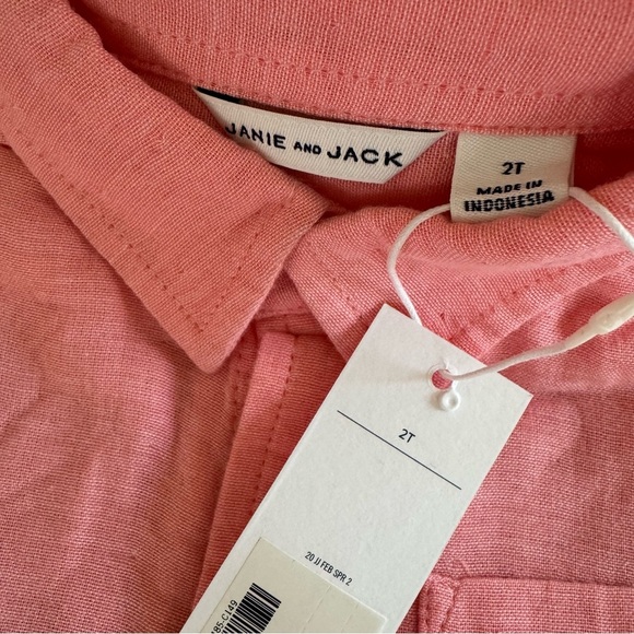 Janie and Jack Pink Roll Cuff Oxford Dress Shirt Button Up Toddler Boy 2T NWT - Picture 4 of 6